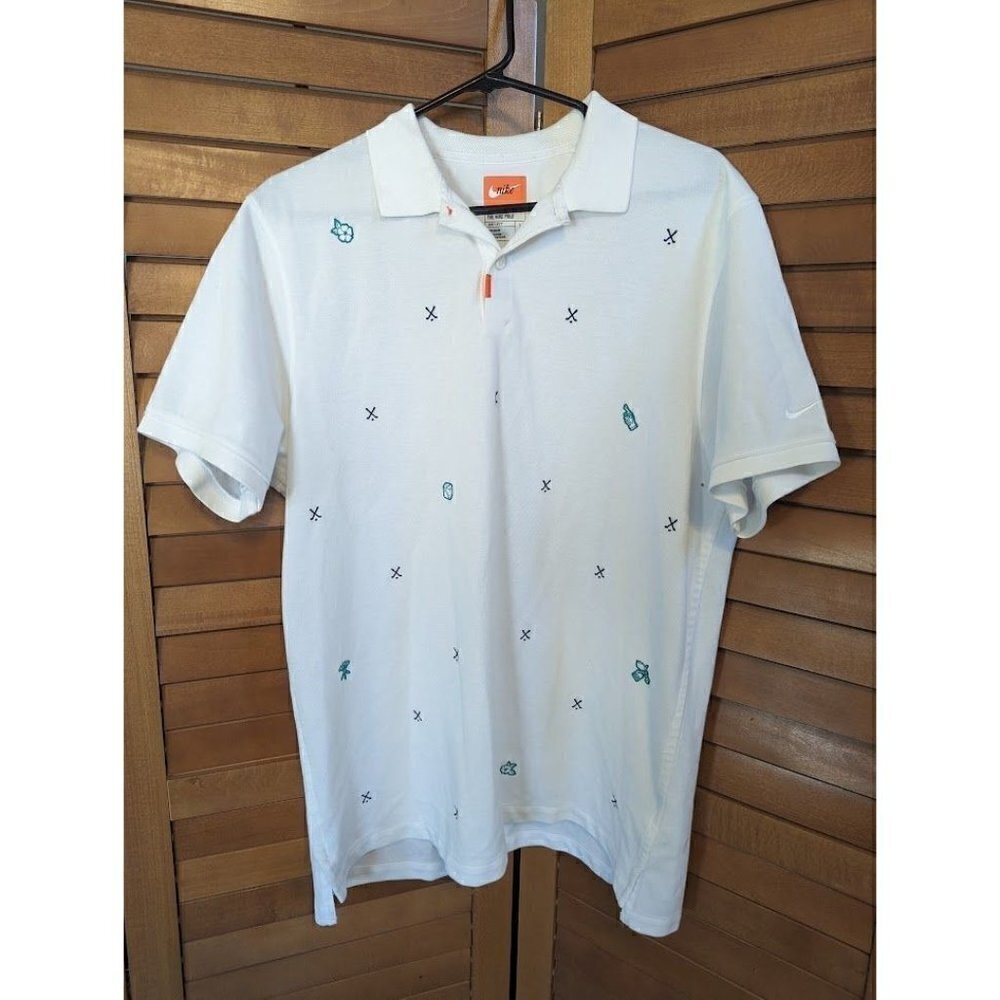 Nike Polo Dri-FIT White Shirt Embroidered Lucky Charms Golf Mens Sz Large